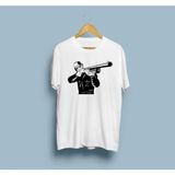 Oversize Avcı Tüfek Tasarım Unisex T-Shirt - XL - Beyaz