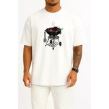 Oversize Ayaklı Barbekü - Izgara - Mangal Göğüs Tasarımlı Unisex T-Shirt