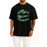 Oversize Azerbaycan Bayrağı Göğüs Tasarımlı Unisex T-Shirt