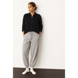 Oversize Basic Düğmeli Müslin Gömlek - XL - Siyah