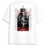 Oversize Beyaz Tişört Erkek – Odin Iskandinav Tanrı Baskılı %100 Pamuk Premium Streetwear - 2XL