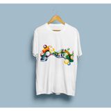 Oversize Bilardo Topları Tasarım Unisex T-Shirt - Beyaz - XL