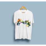 Oversize Bilardo Topları Tasarım Unisex T-Shirt - Beyaz
