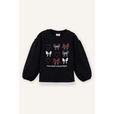 Oversıze Bisiklet Yaka Kalp Desenli Kalın Sweatshirt Kumaşı Sweatshirt Kız Bebek