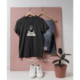 Oversize Black Labrador In White Sweater Portrait Tasarımlı Unisex T-Shirt - XL - Siyah