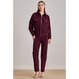 Oversize Bordo Kadife Ceket - 36
