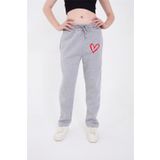 Oversize Boru Paça Baskılı Eşofman Pantolon - Gri
