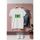 Oversize Brezilya Bayrağı Tasarımlı Unisex T-Shirt - Beyaz