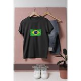 Oversize Brezilya Bayrağı Tasarımlı Unisex T-Shirt - Siyah