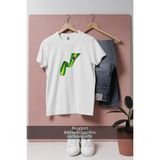 Oversize Brezilya Bayrak Perde Tasarımlı Unisex T-Shirt - Beyaz