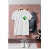 Oversize Brezilya Küçük Bayrak Logo Cep Tasarımlı Unisex T-Shirt