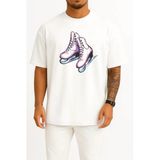 Oversize Buz Pateni Göğüs Tasarımlı Unisex T-Shirt