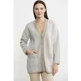 Oversize Cepli Petek Motifli Triko Ceket - Vizon