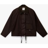 Oversize Çıtçıt Düğmeli Cep Detaylı Fermuarlı Mevsimlik Ceket - Bordo - 42