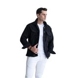 OVERSİZE ÇITÇIT KAPAMALI ÇİFT CEP PELUŞ ERKEK GÖMLEK SİYAH M