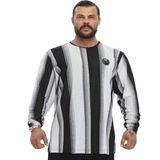 Oversize Çizgili Sweatshirt Bgsm 4742 - 3XL - Siyah - Gri