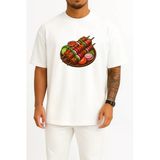 Oversize Çöp Şiş Tavuk Şiş Izgara Göğüs Baskılı Unisex T-Shirt
