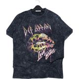 Oversize Def Leppard Love Bites Baskılı Yıkamalı T-Shirt, Unisex Rock Band Temalı Retro Tişört - Siyah - XS