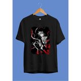 Oversize Demon Slayer Zenitsu Özel Tasarım Anime Tişört - Siyah