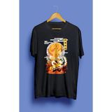 Oversize Demon Slayer Zenitsu Samuray Özel Tasarım Anime Tişört - Siyah