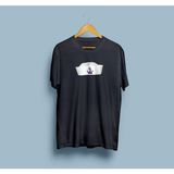 Oversize Denizci Şapkası Tasarım Unisex T-Shirt - Siyah