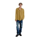 OVERSIZE DÖKÜMLÜ KADİFE SARI GÖMLEK SARI