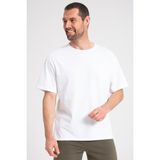 Oversize Erkek Tişört, Yüksek Kalite %100 Pamuk Göğüste Baskı Detaylı Beyaz Tshirt