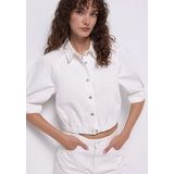 Oversize Fit Düğmeli Astarsız Kadın Beyaz Ceket