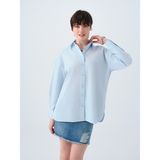 Oversize Fit Kadın Gömlek U.kol - Açık Mavi - XS