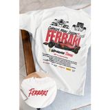 Oversize Formula 1 Leclerc 16 Sırt Baskılı Tişört, Unisex F1 Ferari Temalı T-Shirt - 3XL - Beyaz