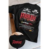 Oversize Formula 1 Leclerc 16 Sırt Baskılı Tişört, Unisex F1 Ferari Temalı T-Shirt - 3XL - Siyah