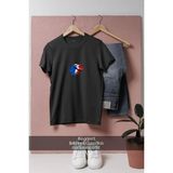 Oversize Fransa Bayrağı Tasarımlı Unisex T-Shirt - Siyah