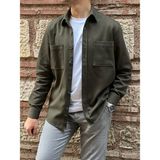 Oversize Gabardin Pamuklu Hediye Kutulu Erkek Gömlek Ceket (CODE: H.9942 LUX GABARDİN) - Haki