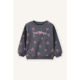 Oversize Geniş Kalıp Bisiklet Yaka Desenli Sweatshirt Kız Bebek