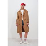 Oversize Geniş Kesim Kuşaklı Trenç - Taba - XL