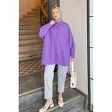 Oversize Gomlek Mor