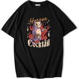 Oversize Halloween Coctail T-Shirt - Siyah