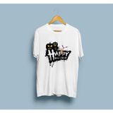 Oversize Happy Halloween Tasarım Unisex T-Shirt - XL - Beyaz