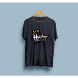 Oversize Happy Halloween Tasarım Unisex T-Shirt - XL - Siyah