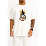 Oversize Hilda Ve Taş Orman, Çizgi Roman Göğüs Tasarımlı Unisex T-Shirt