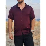 Oversize Ipek Gömlek - Bordo - Standart