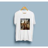 Oversize Isa'nın Vaftizi Tablosu Leonardo Da Vinci Tasarım Unisex T-Shirt - Beyaz