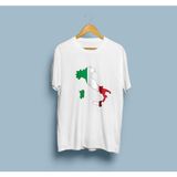 Oversize Italy / Italya Haritası ve Bayrağı Unisex T-Shirt - Beyaz