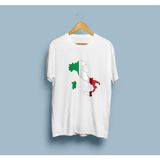 Oversize Italy / Italya Haritası ve Bayrağı Unisex T-Shirt - M - Beyaz