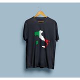Oversize Italy / Italya Haritası ve Bayrağı Unisex T-Shirt - M - Siyah