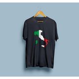 Oversize Italy / Italya Haritası ve Bayrağı Unisex T-Shirt - Siyah