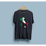 Oversize Italy / Italya Haritası ve Bayrağı Unisex T-Shirt - XL - Siyah