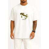 Oversize İtalya Haritası Göğüs Tasarımlı Unisex T-Shirt