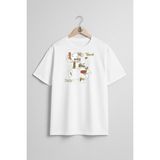 Oversize Italya Haritası ve Turistik Yerler Göğüs Tasarımlı Unisex T-Shirt - Beyaz