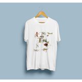 Oversize Italya Haritası ve Turistik Yerler Tasarım Unisex T-Shirt - Beyaz